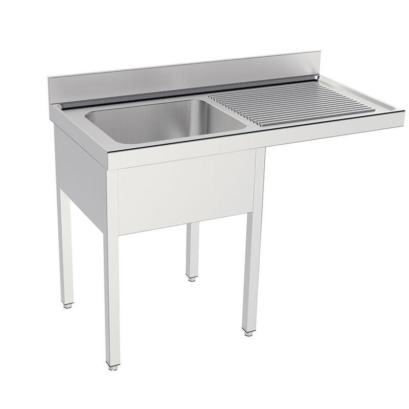 Plonge inox 1 bac avec passage lave-vaisselles P550 mm - à gauche_0