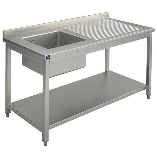 Plonge inox avec 1 bac à gauche et étagère inférieure 1000 x 600 x ... - PGLA0001_0