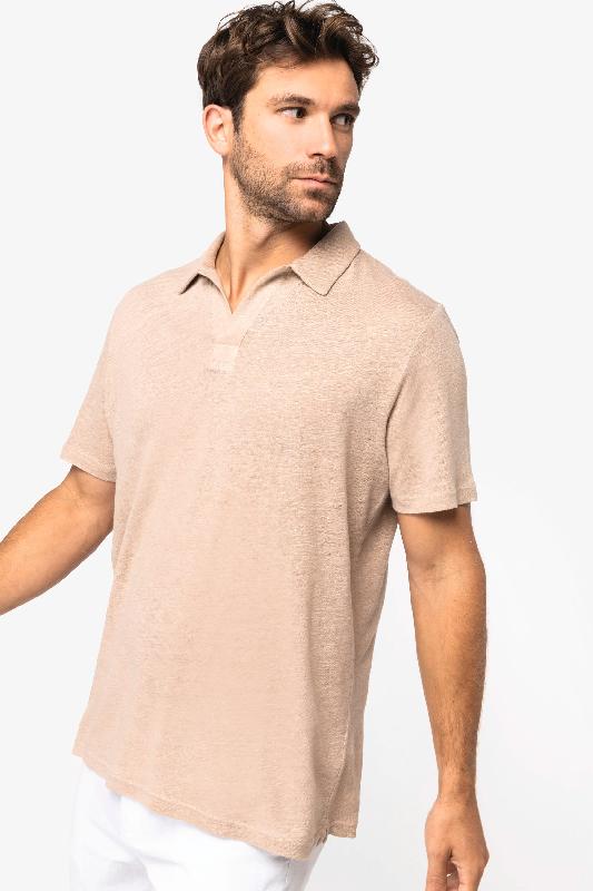 Polo en lin homme - Native Spirit - Réf: NS220 - 100% lin, coupe ajustée, plusieurs tailles et couleurs disponibles_0