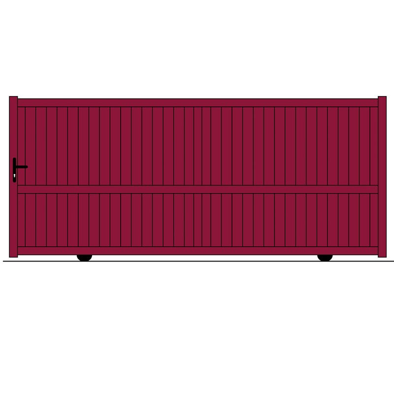 Portail coulissant à rail - Habitat Mareuil - Simple vantail, droit, plein, en aluminium, manuel - Gamme Village, prêt à poser_0