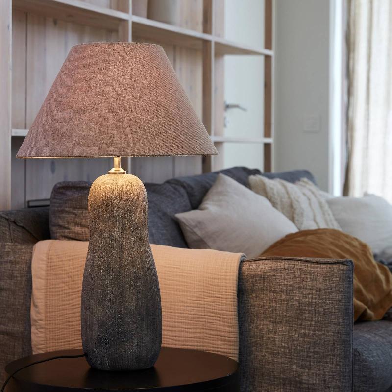 PR HOME SALLY LAMPE Ø 42 CM CÉRAMIQUE/LIN NATUREL