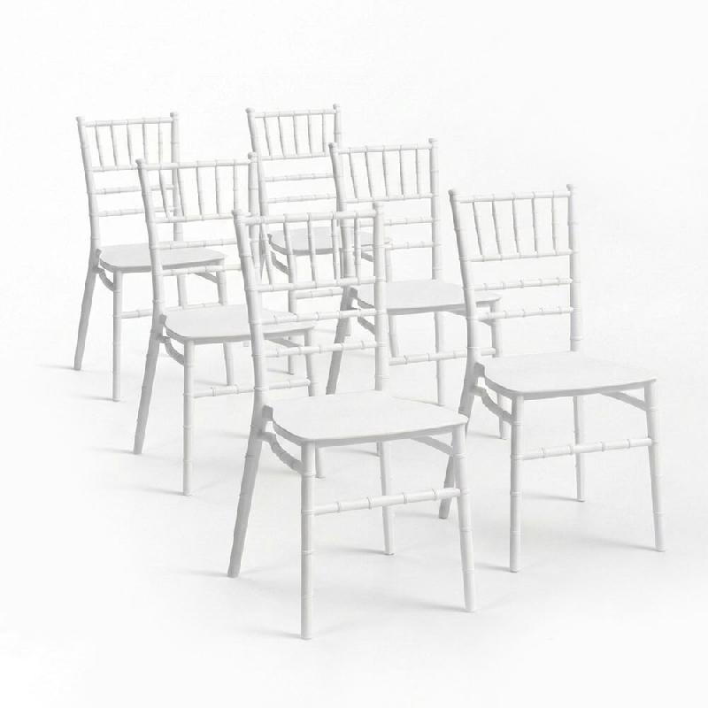RATTATAN Lot de 6 chaises empilables en polypropylène, design style Chiavari et pieds antidérapants, pour cuisine, jardin, bars, restaurants et hôt_0