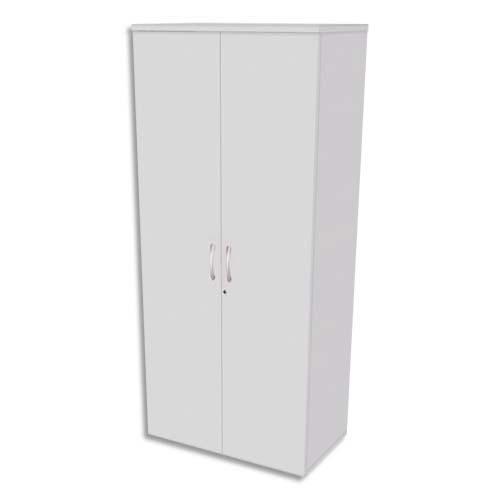 Simmob armoire haute 4 tablettes avec porte scenario - dimensions l80 x h180 x p47 cm blanc perle_0