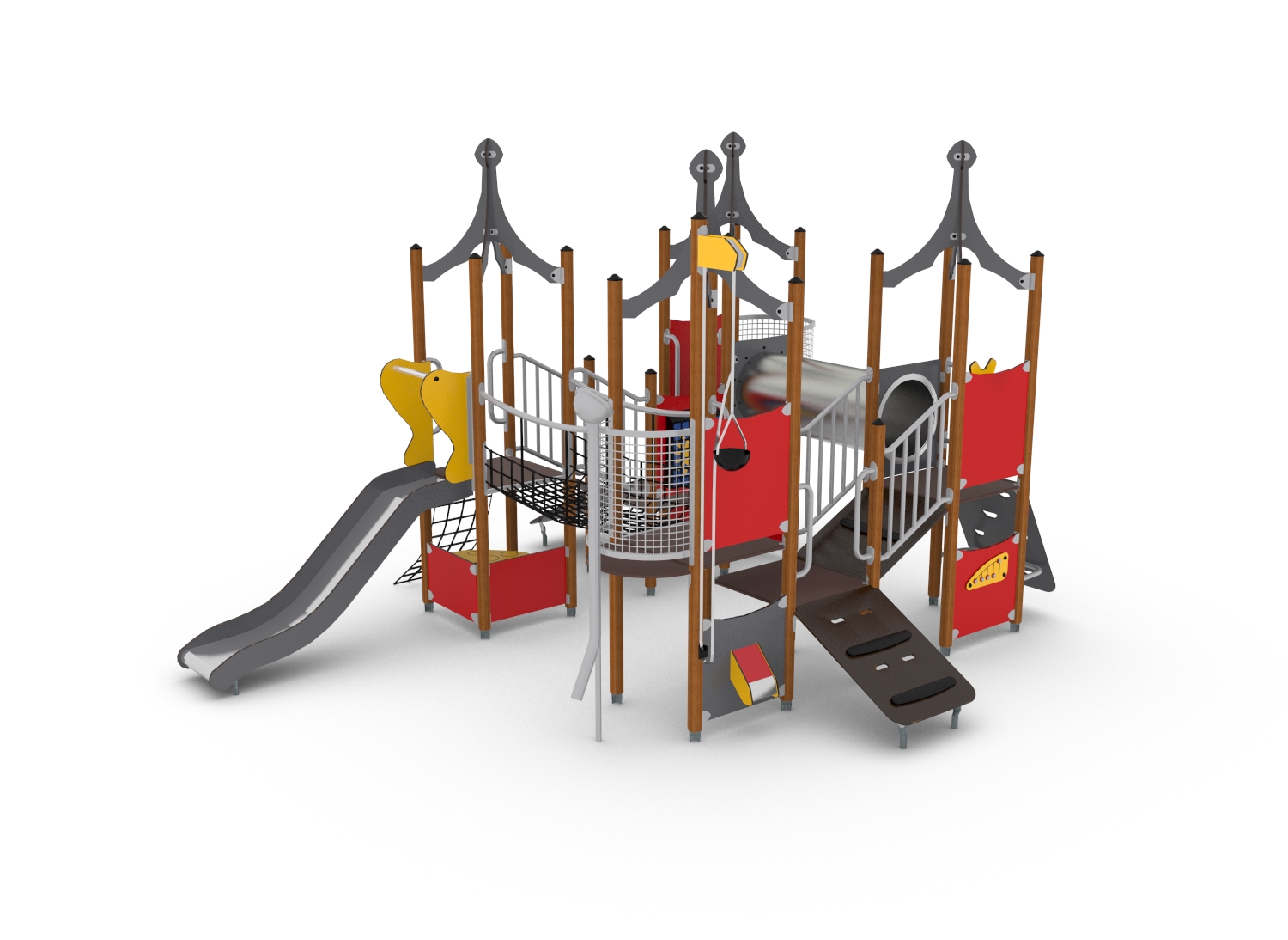 Structure multi-jeux Unimini Nordon - Hags - 3 à 5 ans - 4300x4850x3050 mm - Zone de sécurité 43 m²_0