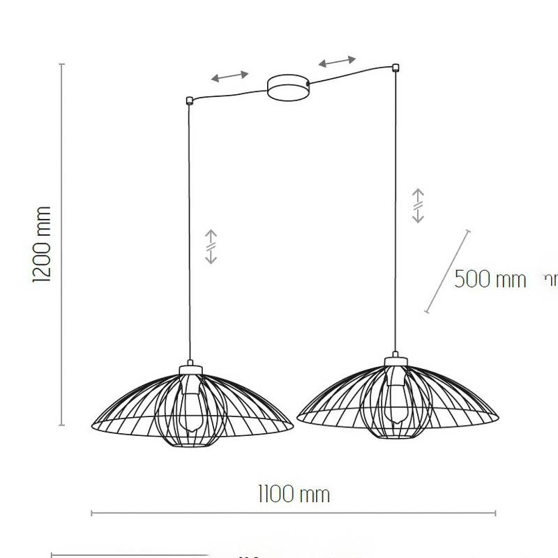 TK LIGHTING SUSPENSION BARBELLA AVEC ABAT-JOUR CAGE, 2 LAMPES