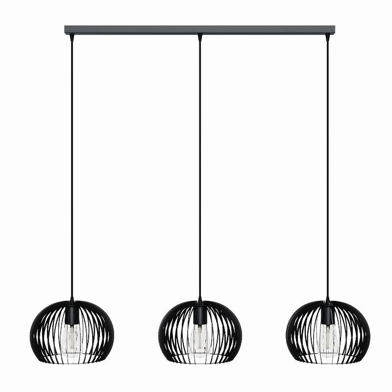 TEMAR LIGHTING SUSPENSION LARUS EN ACIER NOIR, À 3 LAMPES