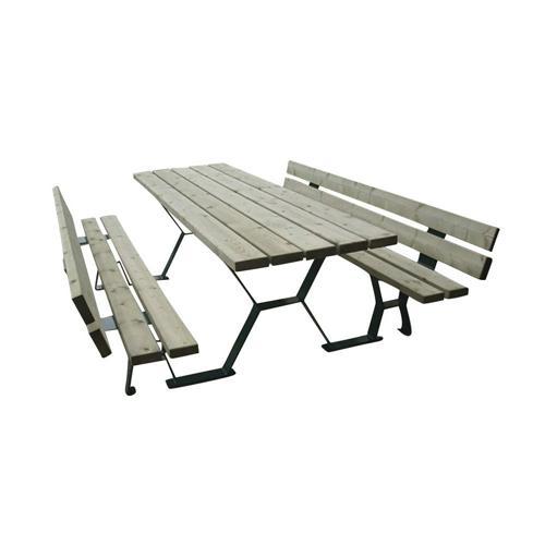 TABLE BANC AVEC DOSSIER TABALOU RÉSINE NATUREL 2,40 M PMR