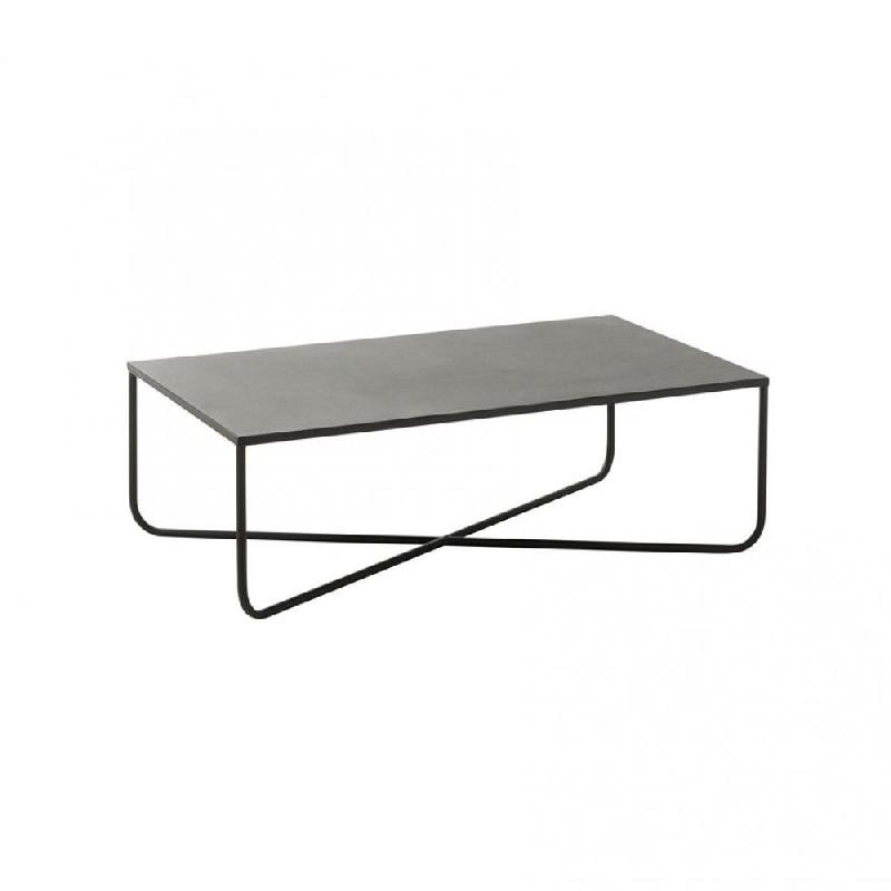 Table basse Dezi - pied croix en métal noir - design moderne et épuré_0