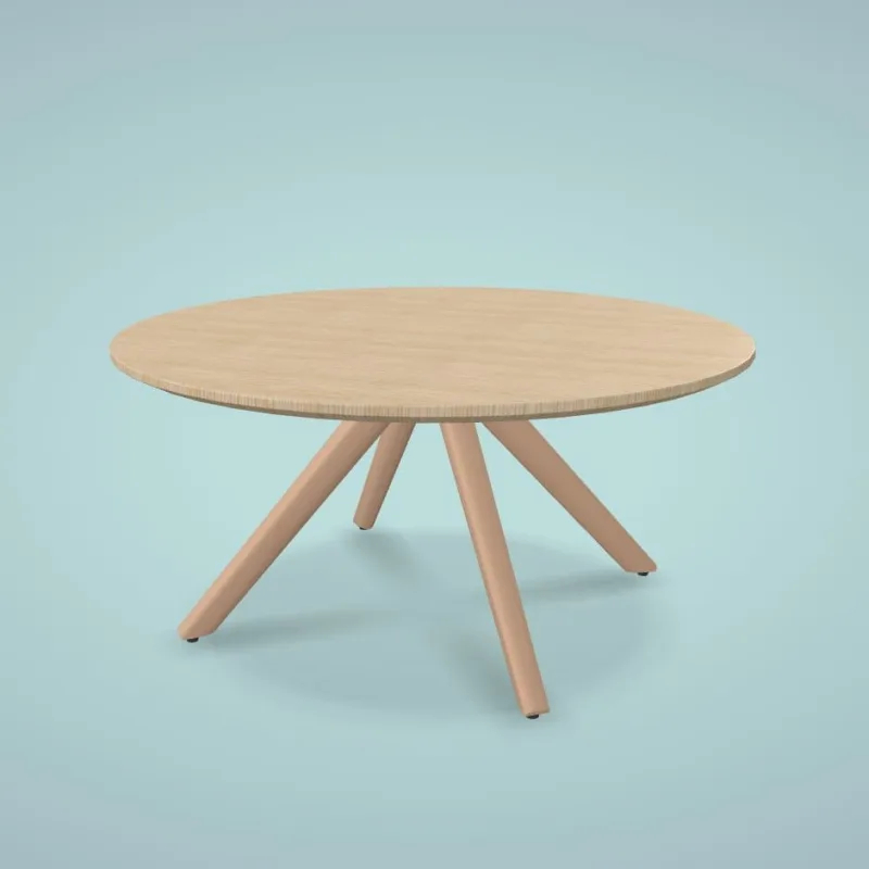 Table basse ronde BOW LOUNGE - pied en bois - finition bois naturel ou laquée - diamètre 80 cm_0
