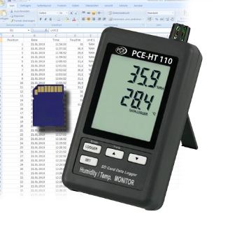 Thermo-hygromètre PCE-HT 110 - PCE Instruments - Écran LCD avec carte SD 1 à 16 Go_0