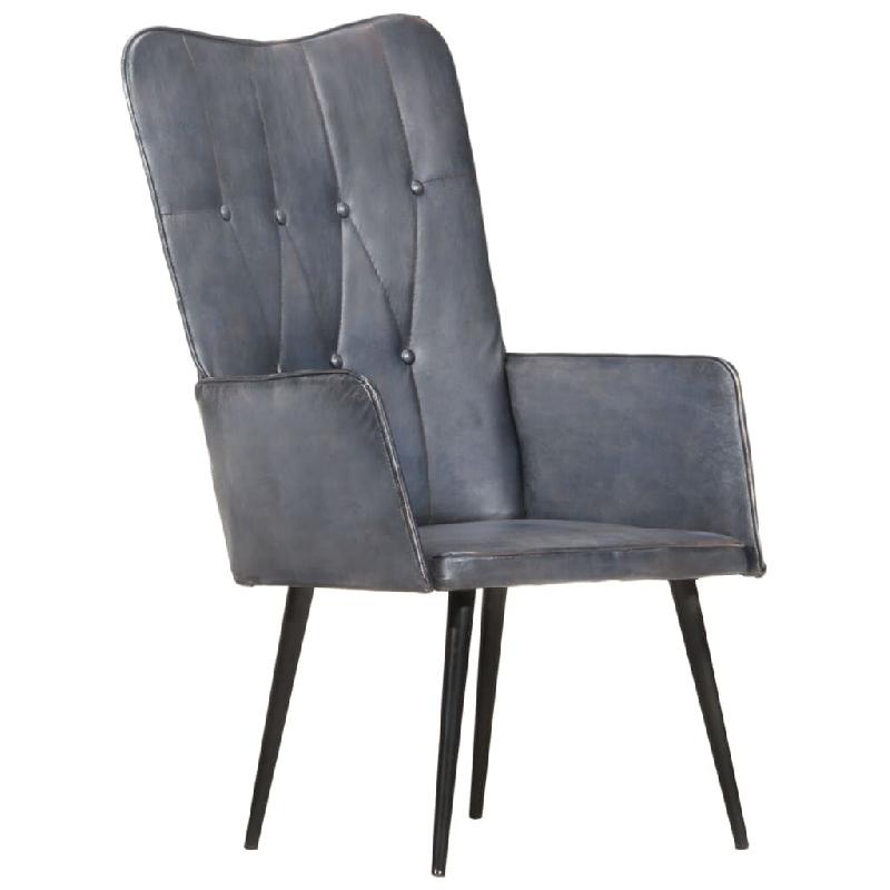 VidaXL Chaise à oreilles Gris Cuir véritable Modèle Vega Executive Concept - 339649_0