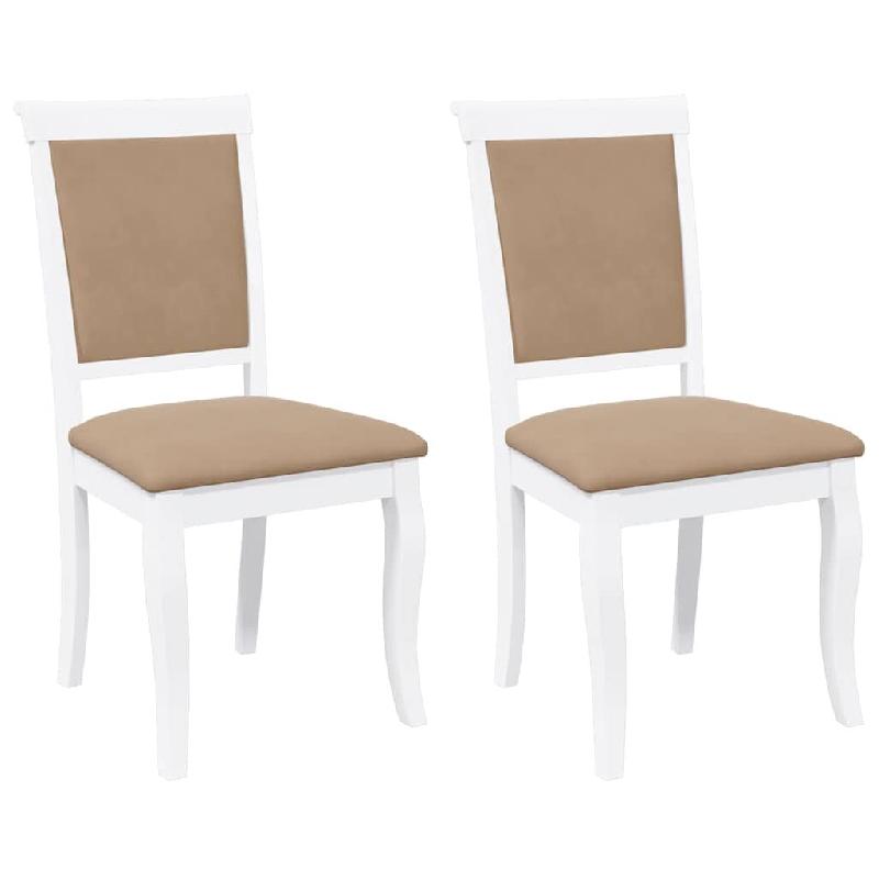 VidaXL Chaises à manger coussins 2 pcs blanc bois massif caoutchouc Modèle Vega StudioDesk Élégance - 4102490_0