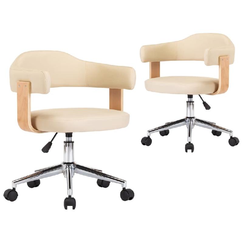 VidaXL Chaises pivotantes à manger lot de 2 crème similicuir Modèle Salina - 3054896_0