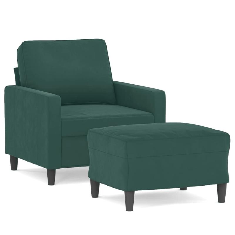 VidaXL Fauteuil avec repose-pied Vert foncé 60 cm Velours Modèle Vega ProDesk Horizon - 8721012060142_0