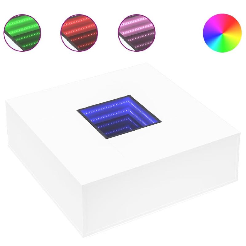 VidaXL Table basse avec LED infini blanc 100x100x40 cm Modèle Apex Panorama Classique - 8721102690822_0