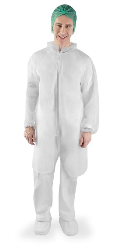 50 blouses blanches CE à usage unique, sans poches, fermeture zip - BLSNTSEBC-IM03/Z_0