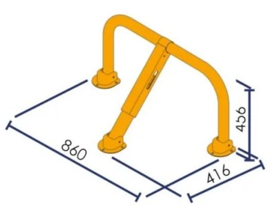 Arceau de parking haute visibilité jaune - verrouillage automatique - acier zingué avec bandes réfléchissantes et bagues anti-frottement_1