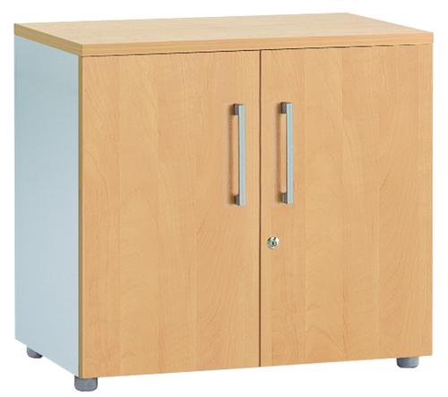 Armoire en bois à portes battantes DDJI375 - Mélaminé, poignées aluminium et tablettes réglables_0