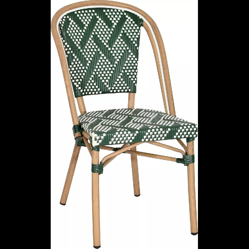 Chaise de restaurant LUCE - aluminium rotin - tressage nylon - Réf 17740027VERTBLA_0