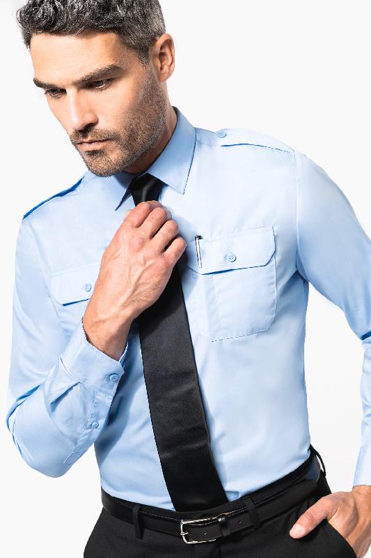 Chemise pilote manches longues homme - Réf: K505 - Kariban - 65% polyester / 35% coton_0