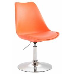 Décoshop26 - Chaise de salle à manger x1 pivotante hauteur réglable en plastique orange et pied trompette en métal chromé 10_0003781 - 3000251766356_0