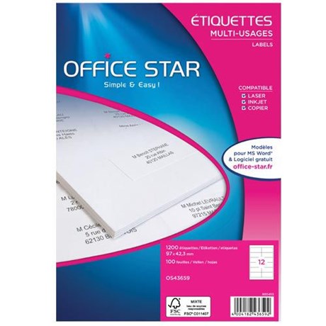 ETIQUETTE ADRESSE 97 X 42.3 MM (VENDU PAR 1200)