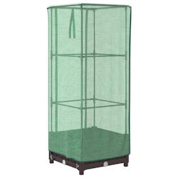 Helloshop26 - Jardinière bac lit surélevé plantes fleurs terrasse jardin surélevée avec housse aspect rotin 40 x 40 x 123 cm Marron 02_0038768 -_0