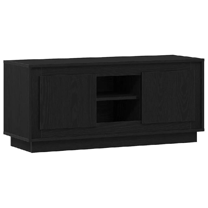Helloshop26 - Meuble TV rectangulaire fonctionnel avec rangement et étagères 102 x 35 x 45 cm en bois d'ingénierie noir 02_0052733 - noir Bois mass_0