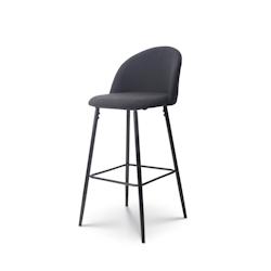 Kosmi Chaise de Bar Design Moderne avec Dossier – Tabouret Haut Confortable en Tissu Noir et Pieds Métal Noir – Hauteur 76 cm - noir métal 37603_0