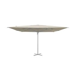 METRO PROFESSIONAL Push-up parasol carré, aluminium, 4 x 4 m, hydrofuge, humus/platinum - beige polyester 4894643241670_0