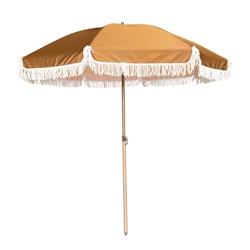Oviala Business Parasol droit inclinable rond D.2 m - marron acier 114882_0