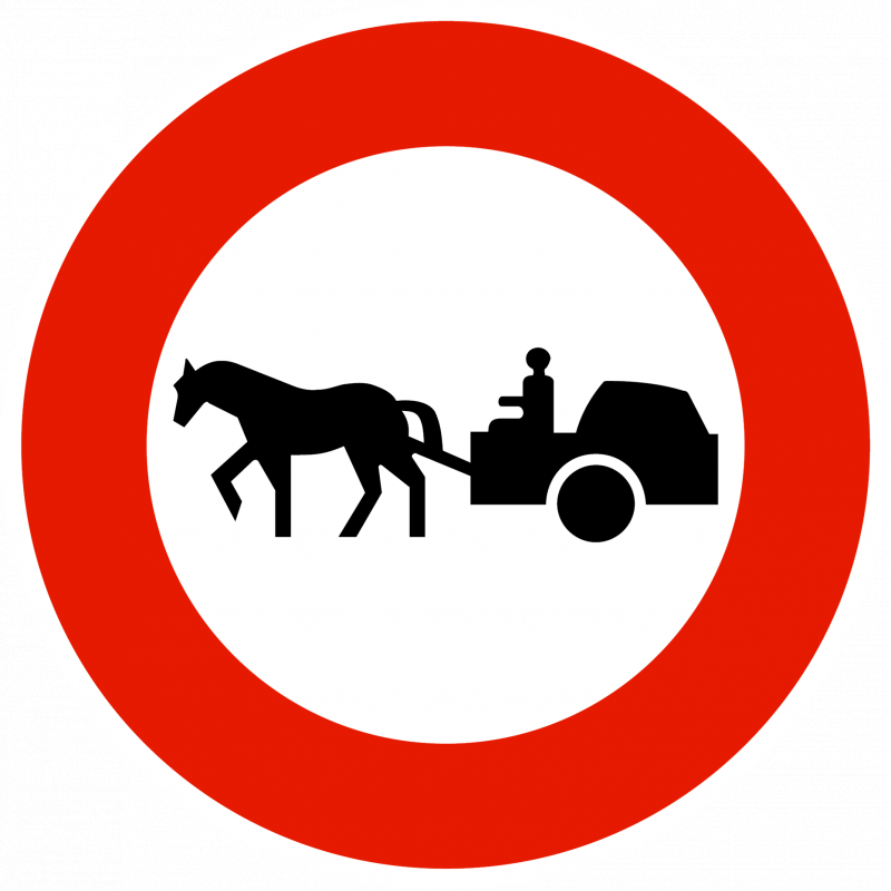 Panneau d'interdiction B9C - Accès interdit aux véhicules à traction animale - Normes NF et CE_0
