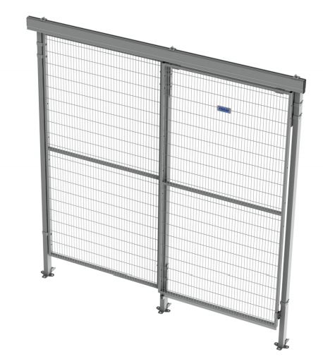 Porte coulissante industrielle / simple vantail / grillagée / plastique ou métal / 1500 x 2050 mm_0
