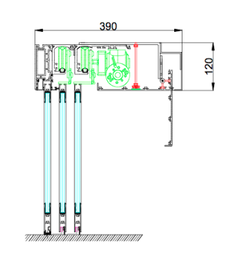 Porte piétonne coulissante télescopique - 6 vantaux - extérieur - détecteur de mouvement - commande manuelle - contrôle d'accès ou digicode_1