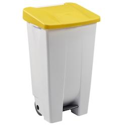 Poubelle De Tri Mobile A Pedale Mobily 120L Blanc / Jaune - 59203 - Rossignol - 59203_0