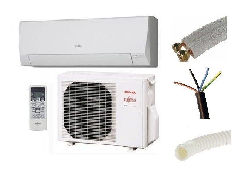 PRET A POSER CLIMATISATION MURALE MONO SPLIT ATLANTIC FUJITSU LLCC7 INVERTER 2000W + KIT DE POSE COMPLET 3 METRES