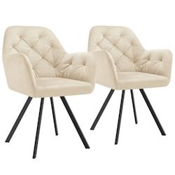 TecTake GmbH tectake Lot 2 fauteuils pivotants 180° velours rembourrés matelassés crème - 405671 - beige 405671_0