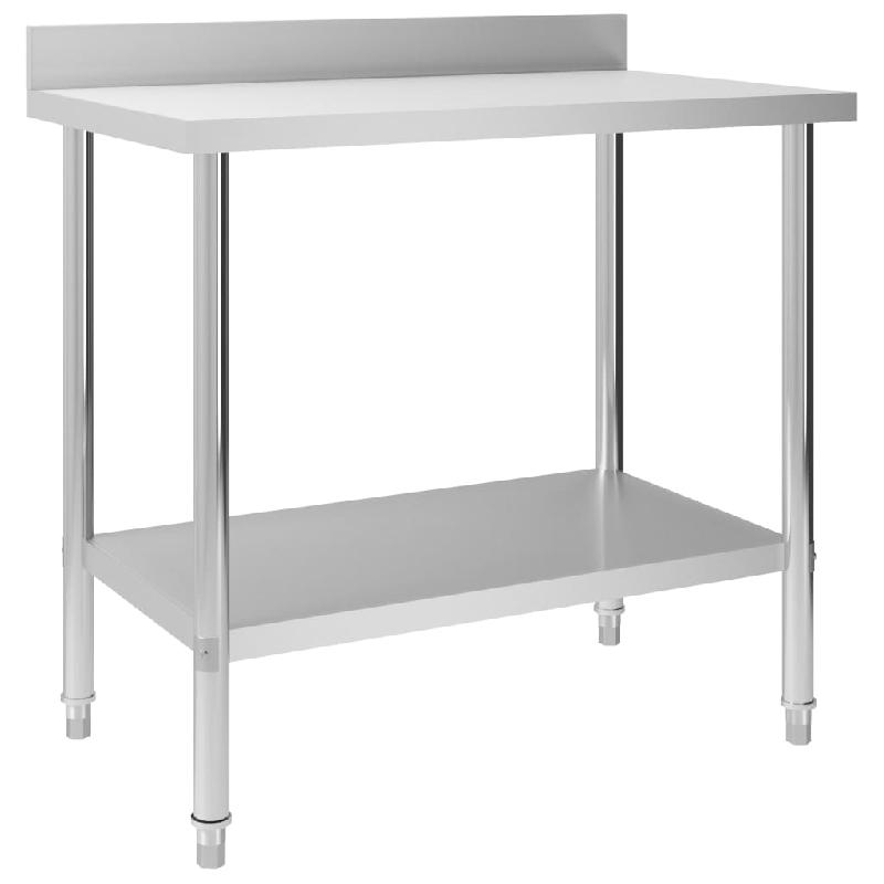 Vidaxl table de travail de cuisine avec dosseret 100x60x93 cm inox 51189_0