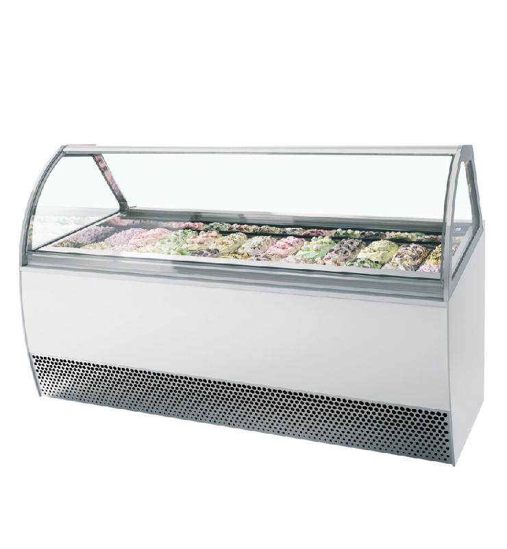 Vitrine congélateur de crème glacée - blanc vitre bombé - 2156x1080x1356 mm - 24 bacs - ISA MILLENNIUM LX24_0