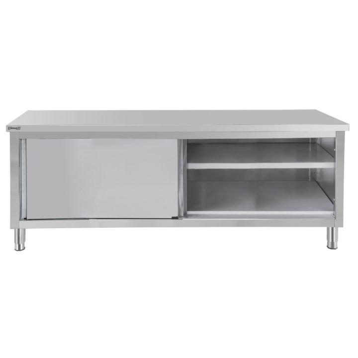 ​​​​​​​Table inox de travail (L)1000 x (P)600 x (H)850 mm, 2 portes coulissantes_0