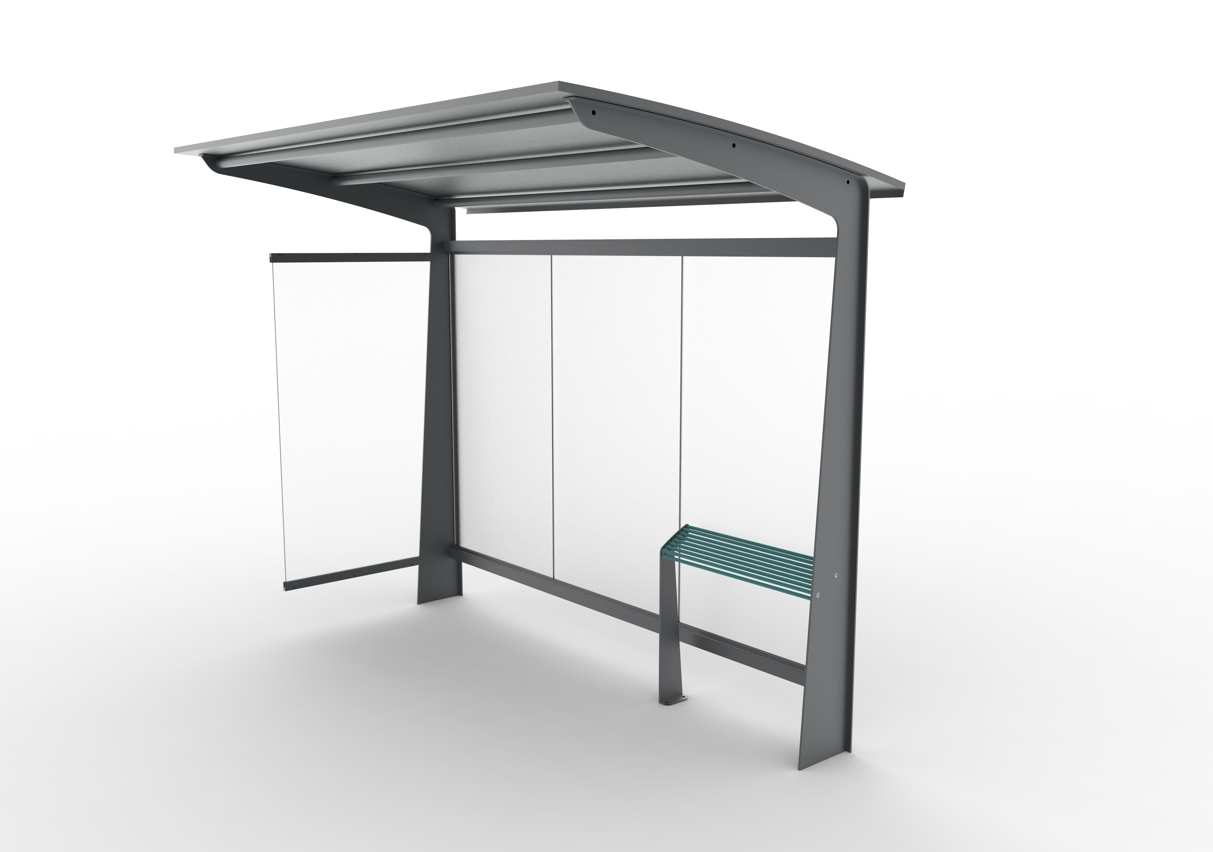 Abri bus tub / structure en acier / bardage en verre trempé / avec banc assis-debout / 300 x 178.8 cm_1