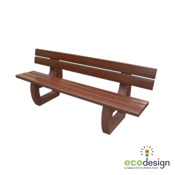 Banc public en plastique éco-design - 5 profilés renforcés - coloris marron ou gris_0