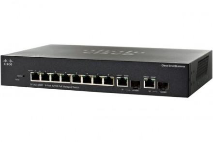 Switch manageable Cisco SF302-08MP - 8x10/100 + 2xSFP PoE - Layer 2 et 3, protection avancée_0