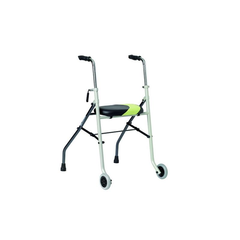 Déambulateur d'intérieur 2 roues pliable en aluminium Alustyle Herdegen - léger et confortable avec assise rembourrée_0