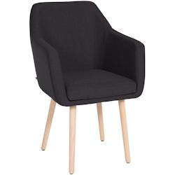 Décoshop26 - Chaise de salon avec accoudoirs quatre pieds résistants en bois clair assise en tissu noir 10_0003484 - noir 3000251604634_0