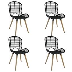 Décoshop26 - Lot de 4 chaises de salle à manger cuisine noir Rotin naturel CDS021792 - noir 3000017011539_0