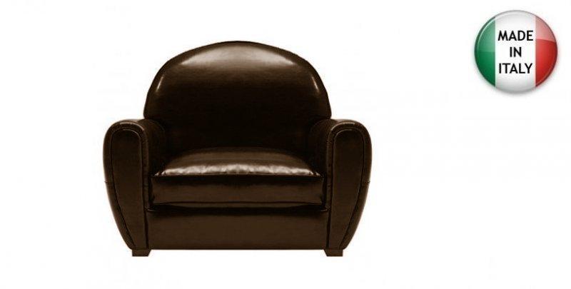 Fauteuil Club Marron Brillant en Polyuréthane - Fabrication 100% Italienne - Design Vintage et Confort Haut de Gamme_0