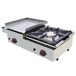 EURAST - Réchaud a gaz 1 feu et 1 gril sur table - 800x450x240 mm - 11,6 Kw - 4412PC08 - inox 4412PC08_0
