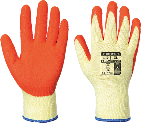 Gant enduit latex(sachet individuel pour vente au détail) orange a109, l_0