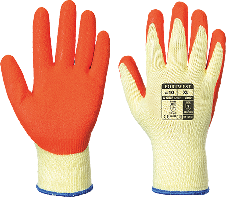 Gant anti-coupures enduit latex - orange A109 - sachet individuel pour vente au détail_0